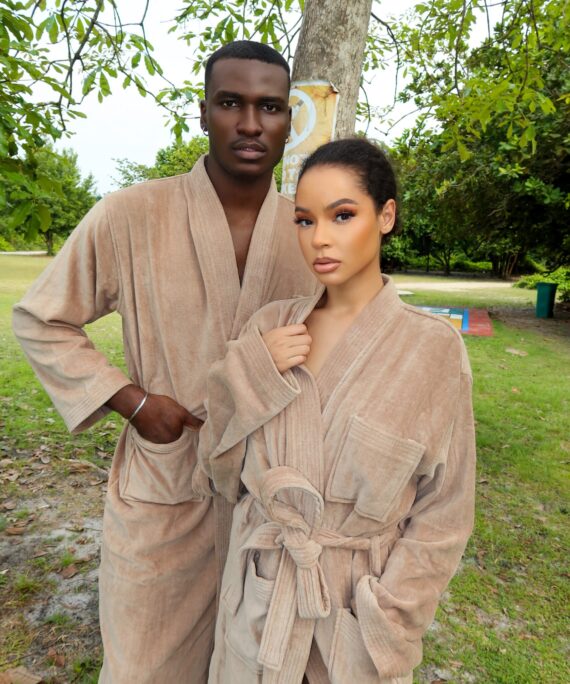 Pure Luxe Velor bathrobe(nude)